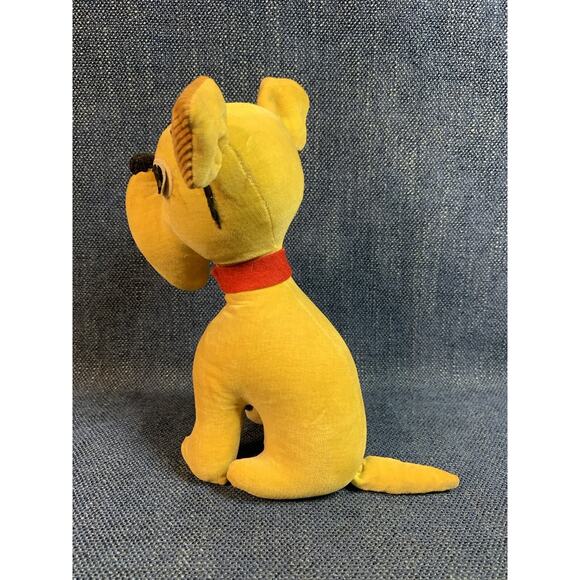 VINTAGE 1960’s Small Yellow Dog Sawdust Filled Plush Made In Japan Corduroy Ears - Picture 3 of 9